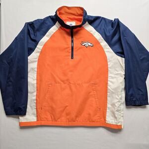 Denver Broncos Windbraeker XL Orange Navy NFL Football Pullover Embroidered Logo